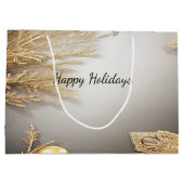 金ゴールドユニーク装飾ホリデー抱き枕 ラージペーパーバッグ (裏面)