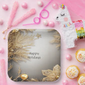 金ゴールドユニーク装飾ホリデー紙プレート ペーパープレート (パーティー)