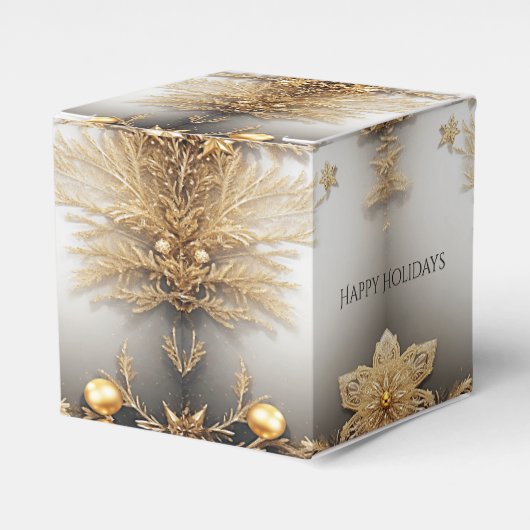金ゴールドユニーク装飾休日ギフトボックス フェイバーボックス (正面サイド)