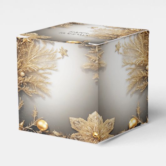 金ゴールドユニーク装飾休日ギフトボックス フェイバーボックス (正面サイド)