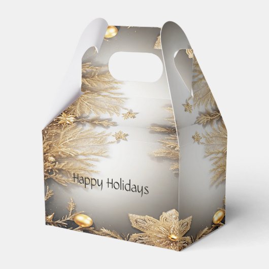 金ゴールドユニーク装飾休日ギフトボックス フェイバーボックス (正面サイド)