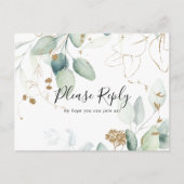 金ゴールドユーカリのメニュー選択RSVPポストカード ポストカード (正面)