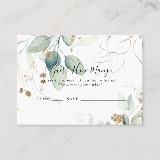 金ゴールドユーカリはゲームカードの数を推測 名刺 (正面)