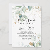 金ゴールドユーカリブライダルシャワー茶パーティー 招待状 (正面)