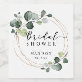 金ゴールドユーカリプスグリーンブライダルシャワーのお気に入り ワインラベル (シングルラベル)