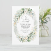 金ゴールドユーカリプスグリーンリースボホベイビーシャワー 招待状 (スタンド正面)