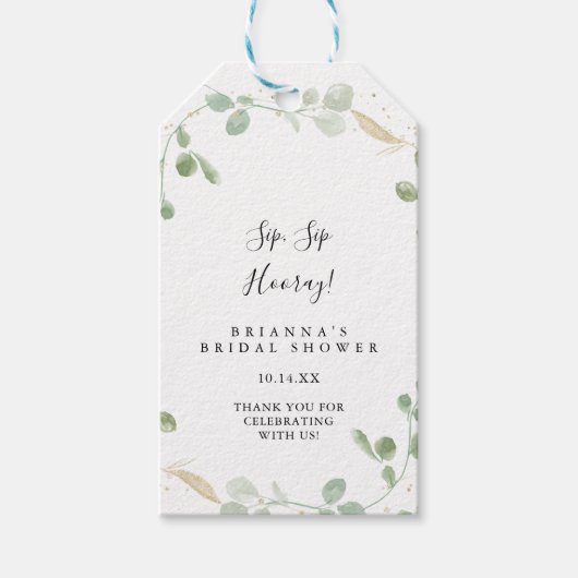 金ゴールドユーカリプスシップホレーブライダルシャワー ギフトタグ (正面)