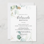 金ゴールドユーカリプスブリデスメイドブルンチシャワー 招待状 (正面)