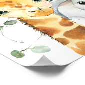 金ゴールドユーカリプタサファリベイビーシャワーウェルカムサイン ポスター (角)