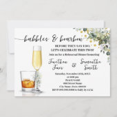 金ゴールドユーカリプタスバブル&バーボンカップルシャワー 招待状 (正面)