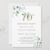 金ゴールドユーカリプタスボタニカル70thバースデーパーティーインヴィ 招待状 (正面)