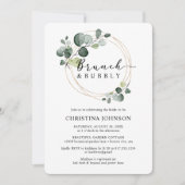 金ゴールドユーカリプトゥスブランチアンドバブリーブライダルシャワー 招待状 (正面)