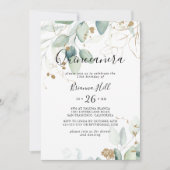 金ゴールドユーカリプトゥス書道キンセアニラ 招待状 (正面)