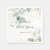 金ゴールドユーカリプトゥス書道ブライダルシャワーナプキンス スタンダードカクテルナプキン (正面)