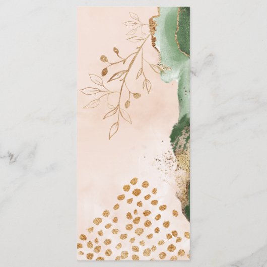 金ゴールドユーカリモダン抽象芸術エメラルドグリーン メニュー (裏面)