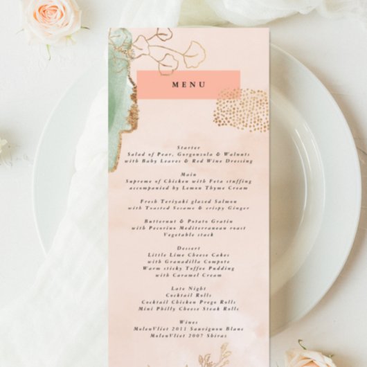 金ゴールドユーカリモダン抽象芸術エメラルドグリーン メニュー