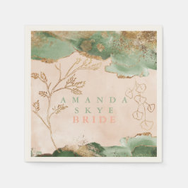 金ゴールドユーカリモダン抽象芸術 スタンダードカクテルナプキン