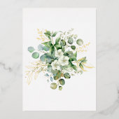 金ゴールドユーカリリースグリーンシーガラス結婚ズ 箔招待状 (裏面)