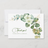 金ゴールドユーカリリースグリーンシーガラス サンキューカード (正面)