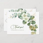 金ゴールドユーカリリースグリーンシーガラス サンキューカード (正面/裏面)