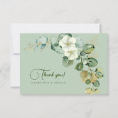 金ゴールドユーカリリースグリーンシーガラス サンキューカード (正面)