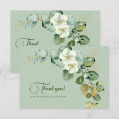 金ゴールドユーカリリースグリーンシーガラス サンキューカード (正面/裏面)