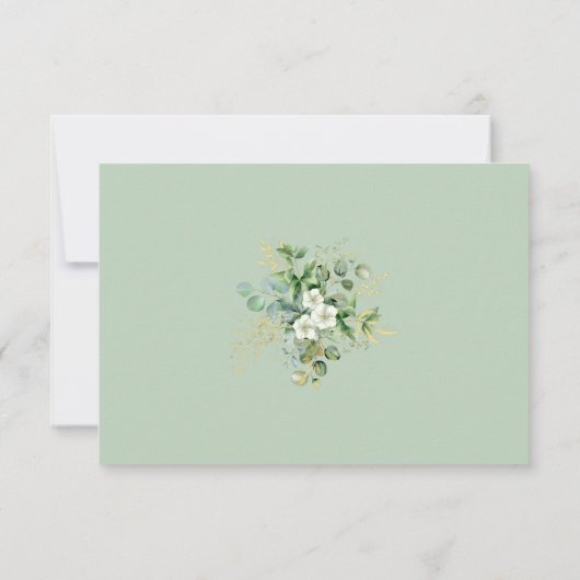 金ゴールドユーカリリースセージ素朴グリーン結婚ズ 出欠カード (裏面)