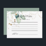 金ゴールドユーカリ書結婚道のアドバイスカード ポストカード<br><div class="desc">この金ゴールドユーカリ結婚プタス書道のアドバイスカードは素朴な書道に最適な結婚カード。この芸術的デザインは手描きの水彩金ゴールドと緑の葉、自然のインスパイア美しいを特徴とする。これらのカードはs、結婚ブライダルシャワー、ベビーシャワー、卒業式パーティーなどに最適だ。新郎新婦の名前、両親または卒業生の名前でカードをパーソナライズ。</div>