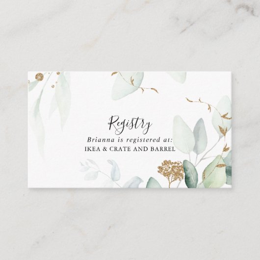 金ゴールドユーカリ書結婚道のギフト登録 エンクロージャーカード (正面)