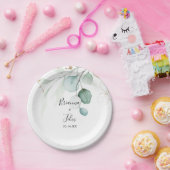 金ゴールドユーカリ書結婚道のケーキ ペーパープレート (パーティー)