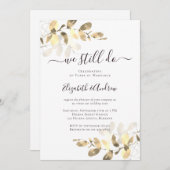 金ゴールドユーカリ書道ゴールデン結婚ズ 招待状 (正面/裏面)