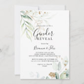 金ゴールドユーカリ書道性リビールパーティー 招待状 (正面)