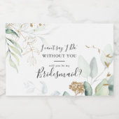 金ゴールドユーカリ書道花嫁付添人の提案 スパークリングワインラベル (シングルラベル)