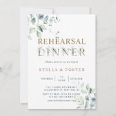 金ゴールドユーカリ植物文字リハーサルディナー 招待状 (正面)