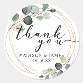 金ゴールドユーカリ結婚グリネリーありがとう ラウンドシール (正面)