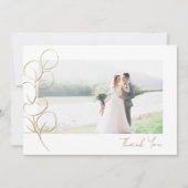 金ゴールドユーカリ結婚ス写真 サンキューカード (正面)