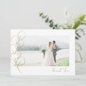 金ゴールドユーカリ結婚ス写真 サンキューカード (スタンド正面)