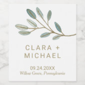 金ゴールドユーカリ結婚プス ワインラベル (シングルラベル)