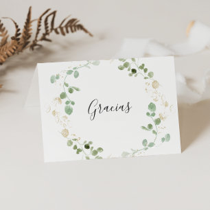 金ゴールドユーカリ結婚プードズグラシアスカード サンキューカード
