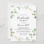 金ゴールドユーカリ葉バチェロレッテ 招待状 (正面)