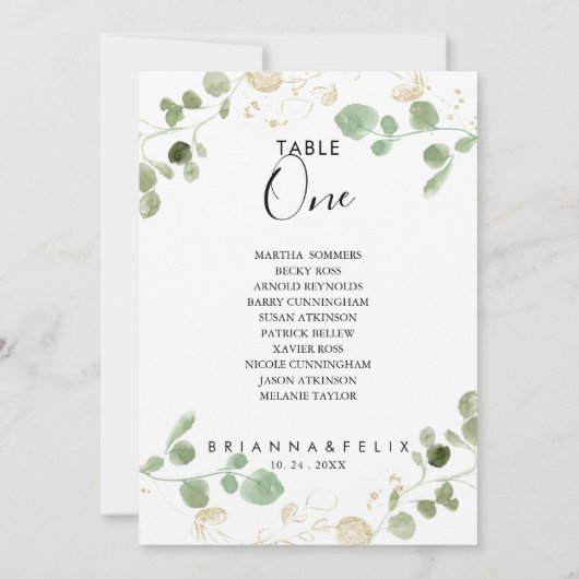 金ゴールドユーカリ表第1席表 招待状 (裏面)