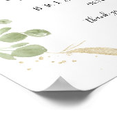 金ゴールドユーカリ・リハーサル・ディナーウェルカムサイン ポスター (角)