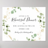 金ゴールドユーカリ・リハーサル・ディナーウェルカムサイン ポスター (正面)