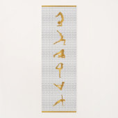 金ゴールドヨガポーズシルエットONブラックパターン ヨガマット (正面)