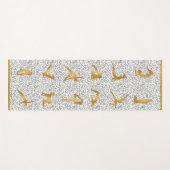 金ゴールドヨガポーズシルエットONブラック&ホワイト ヨガマット (正面(横))