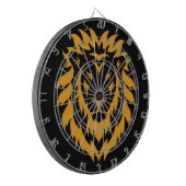 金ゴールドライオンの大きなグラフィック(黒) ダーツボード (正面左)