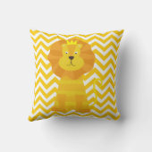 金ゴールドライオンオン金ゴールドとホワイトシェブロン装飾用クッション クッション (裏面)