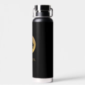 金ゴールドライオンロゴ（任意の名前） ウォーターボトル (背面)