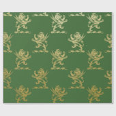 金ゴールドライオ王室のンフェアキンググリーングラスヘラルド ラッピングペーパー (フラット)