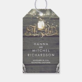 金ゴールドライツメイスン素朴ジャー結婚ウッド ギフトタグ